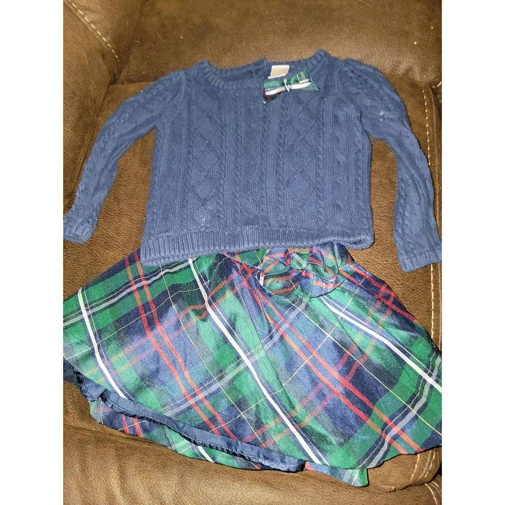 Gymboree family celebration navy sweater and skirt Christmas holiday outfit 2t